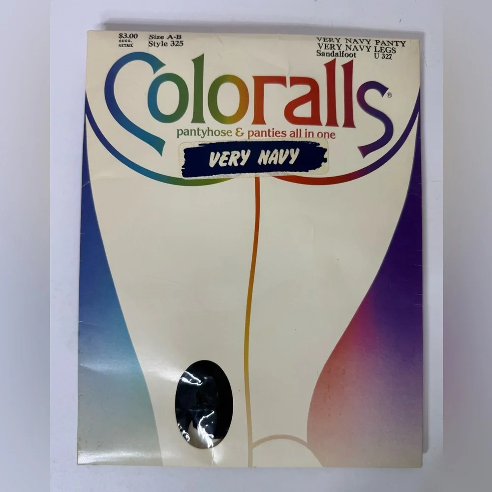 Vintage 1985 Hanes Coloralls Pantyhose & Panties All In One‎ Very Navy Size AB